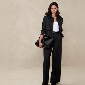 Loulou High-rise Wide-Leg Flannel Pant Black Women's 16